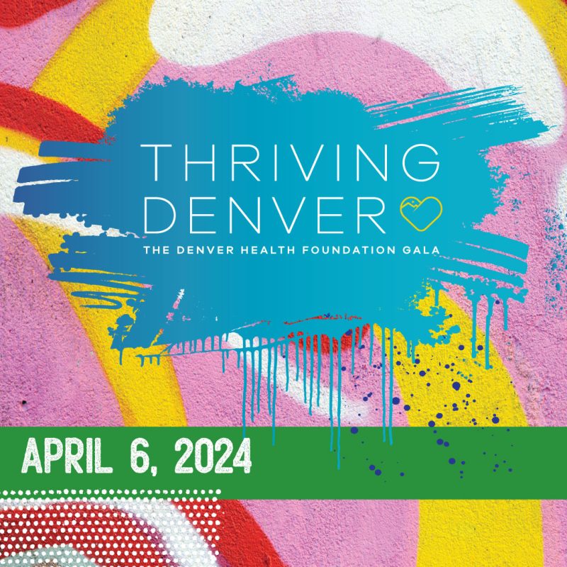Swirls of pink, yellow, and red as part of the Denver Health Foundation Gala logo.